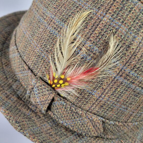 Scala Mens Classics Fedora Hats Wool Tweed Pheasant Feather Brown Size Medium - Picture 6 of 10